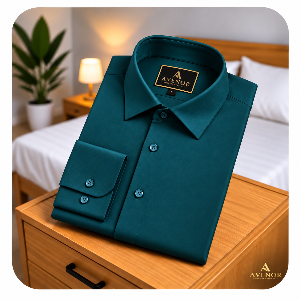 Mint Dress Shirt on Wooden Dresser 3