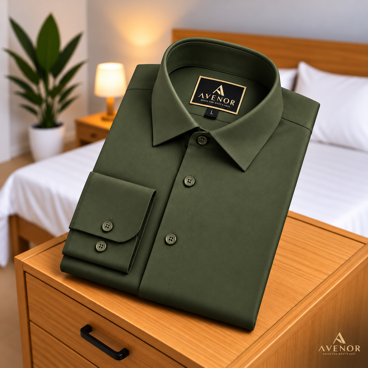 Mint Dress Shirt on Wooden Dresser 5